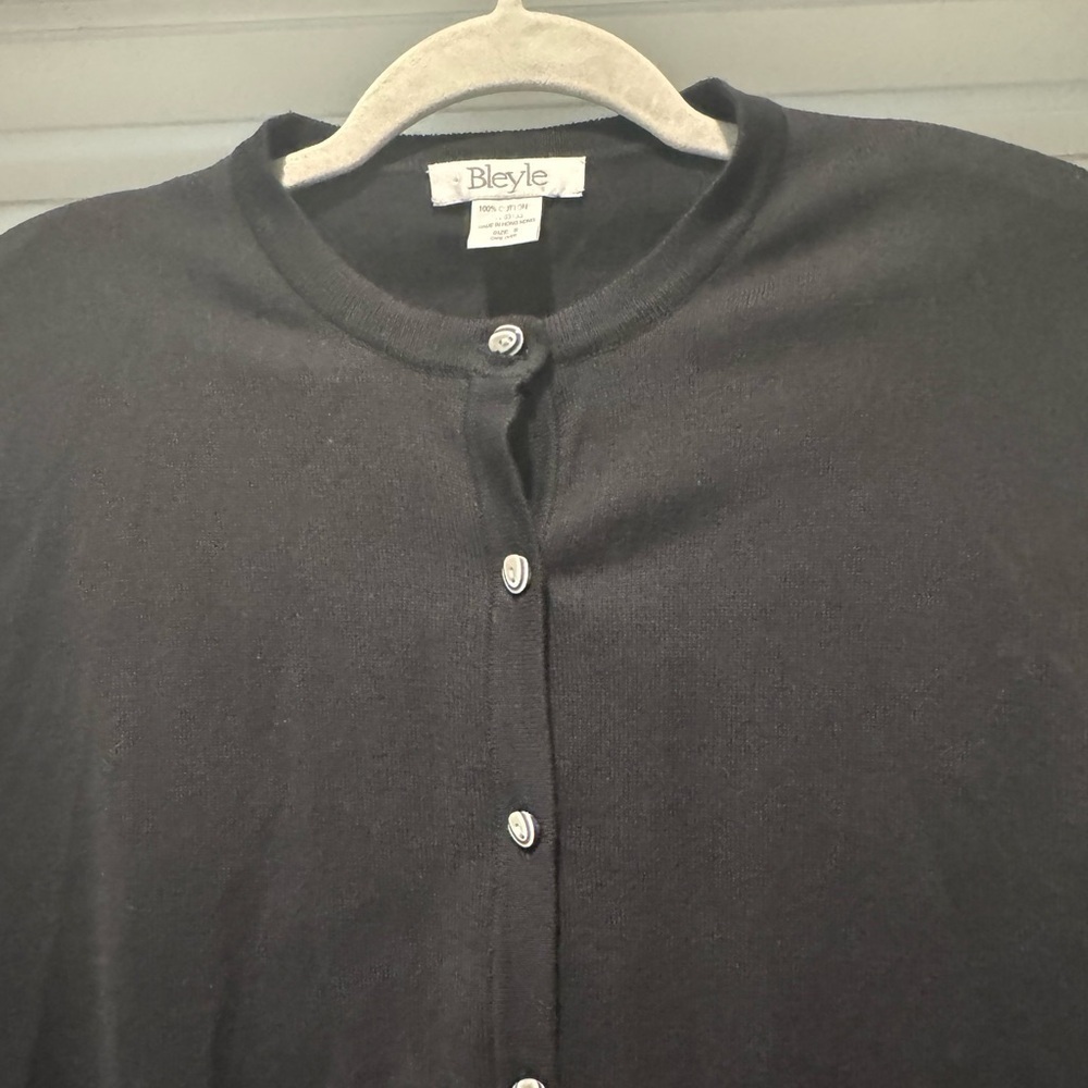 Vintage Bleyle Black White Button Up Sweater S 100% Cotton Retro Geometric - Picture 4 of 14